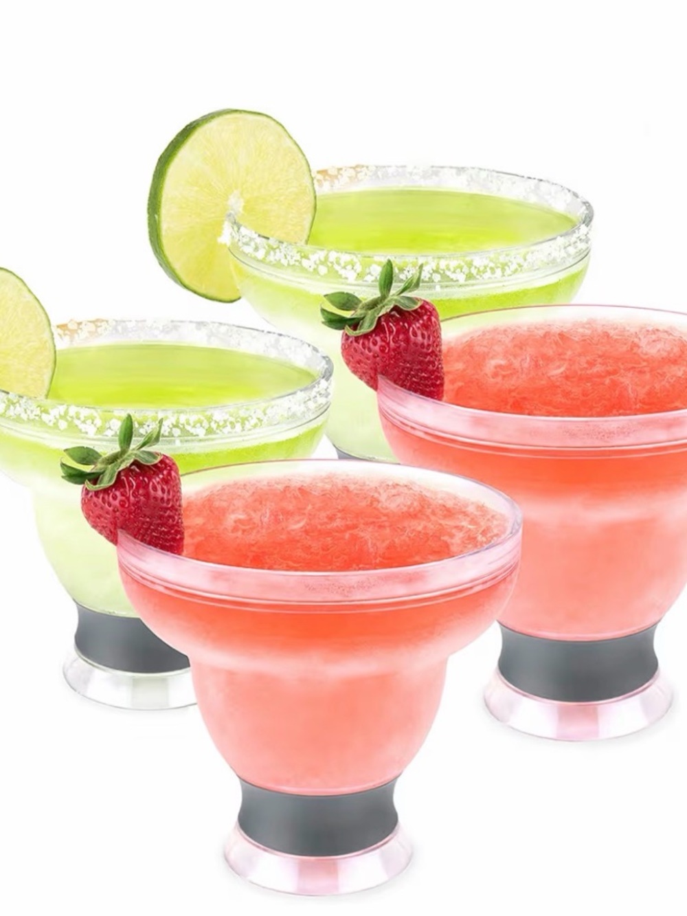 Set of Colorful Strawberry & Lime Margarita Glasses